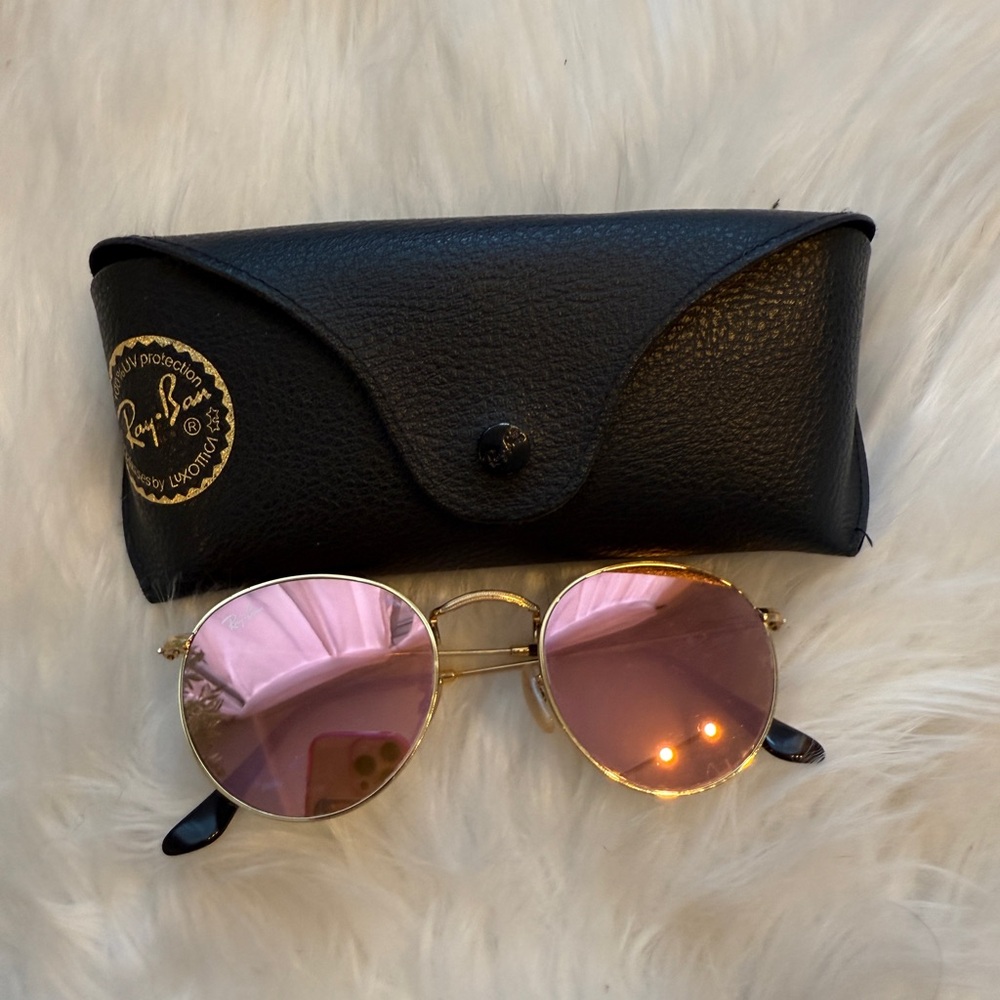 Ray-Ban Gold and Pink Aviator Sunglasses